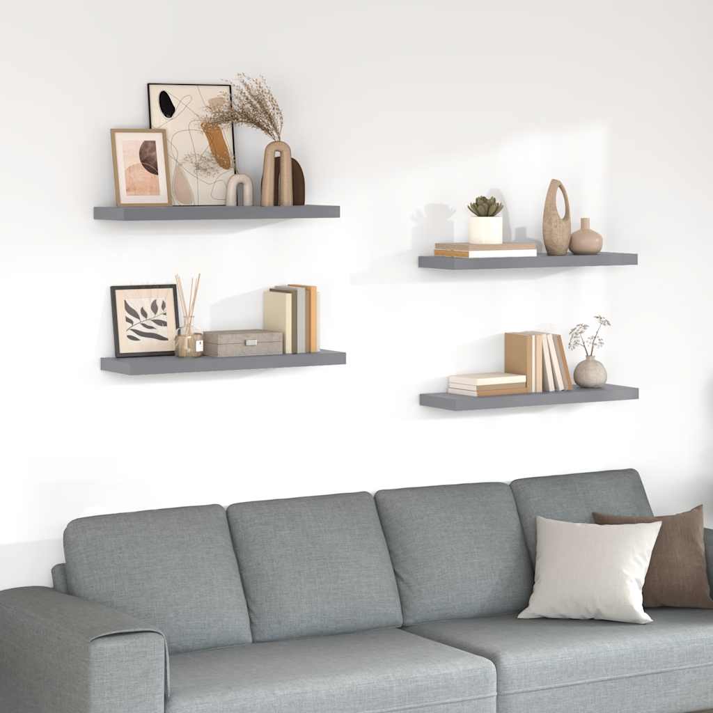Wandschappen zwevend 4 st 80x23,5x3,8 cm MDF grijs is nu te koop bij PeponiXL, paradijselijk wonen!