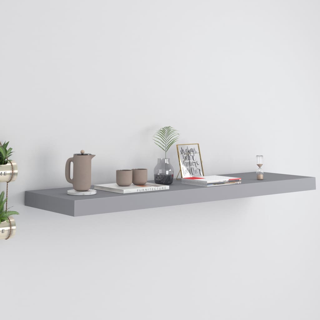 Wandschap zwevend 90x23,5x3,8 cm MDF grijs is nu te koop bij PeponiXL, paradijselijk wonen!
