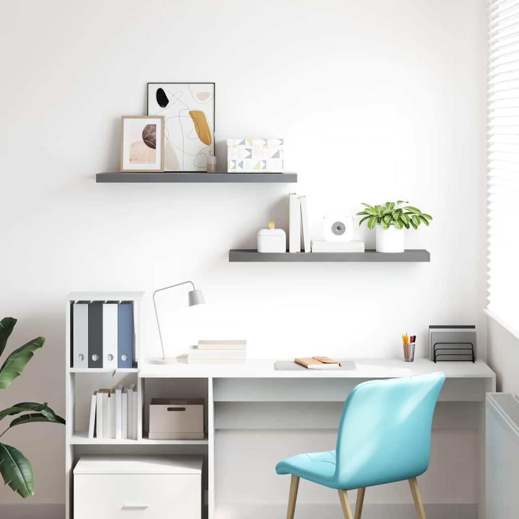 Wandschappen zwevend 2 st 90x23,5x3,8 cm MDF grijs is nu te koop bij PeponiXL, paradijselijk wonen!