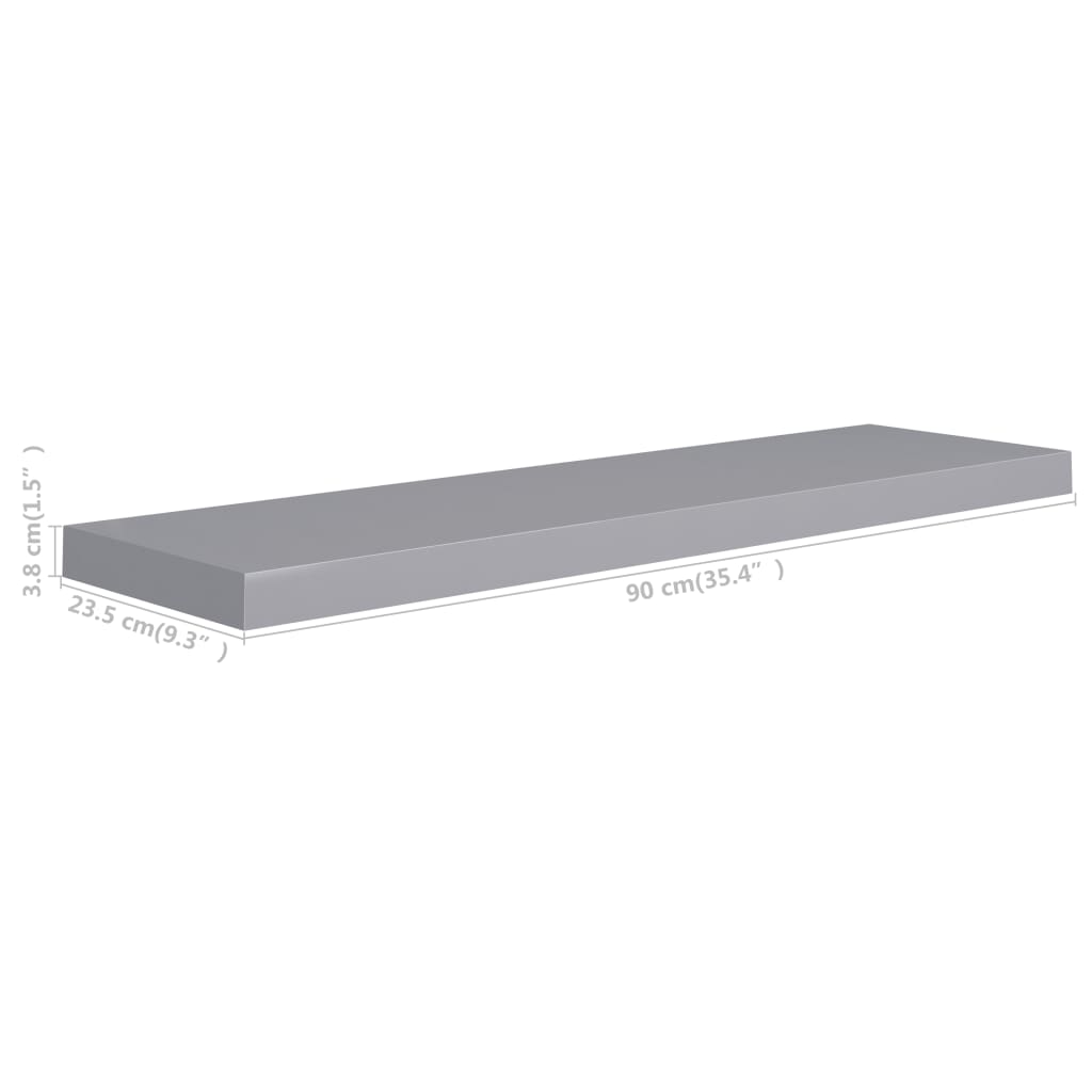 Wandschappen zwevend 2 st 90x23,5x3,8 cm MDF grijs is nu te koop bij PeponiXL, paradijselijk wonen!