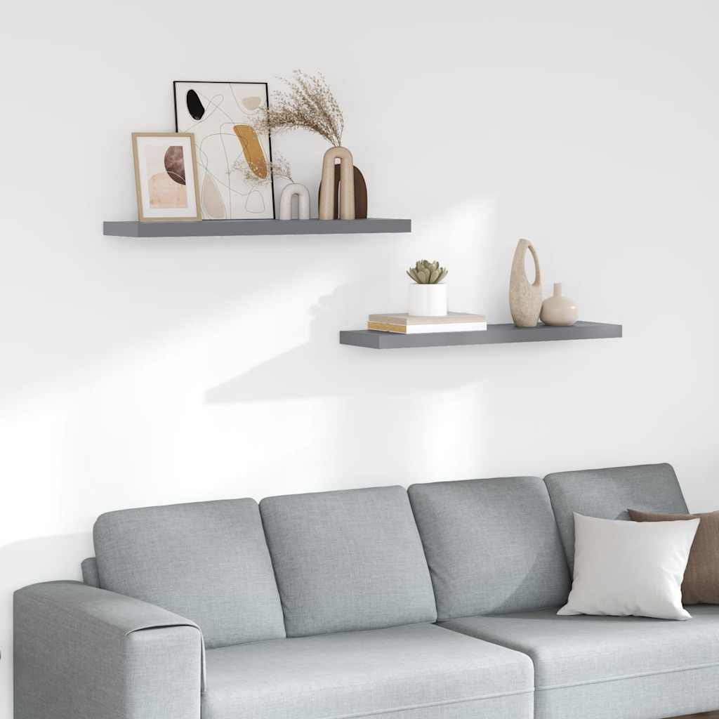 Wandschappen zwevend 2 st 90x23,5x3,8 cm MDF grijs is nu te koop bij PeponiXL, paradijselijk wonen!