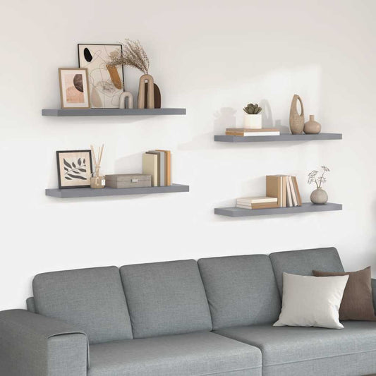 Wandschappen zwevend 4 st 90x23,5x3,8 cm MDF grijs is nu te koop bij PeponiXL, paradijselijk wonen!