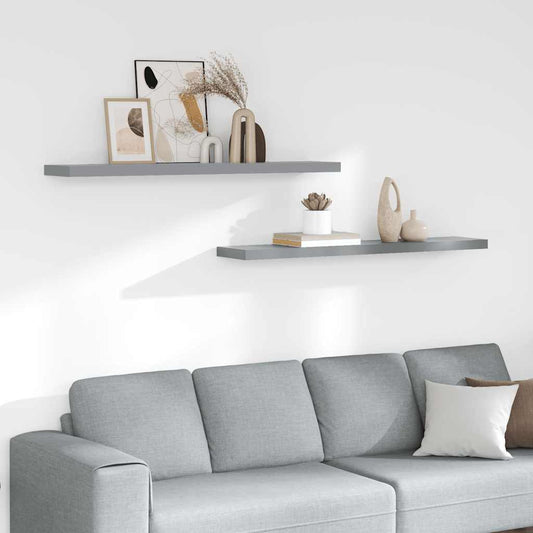 Wandschappen zwevend 2 st 120x23,5x3,8 cm MDF grijs is nu te koop bij PeponiXL, paradijselijk wonen!