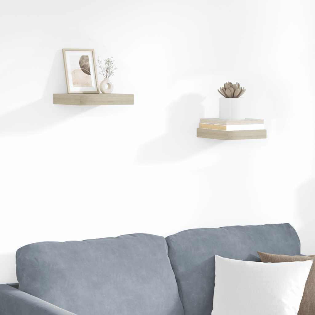 Wandschappen zwevend 2 st 23x23,5x3,8 cm MDF eikenkleurig is nu te koop bij PeponiXL, paradijselijk wonen!