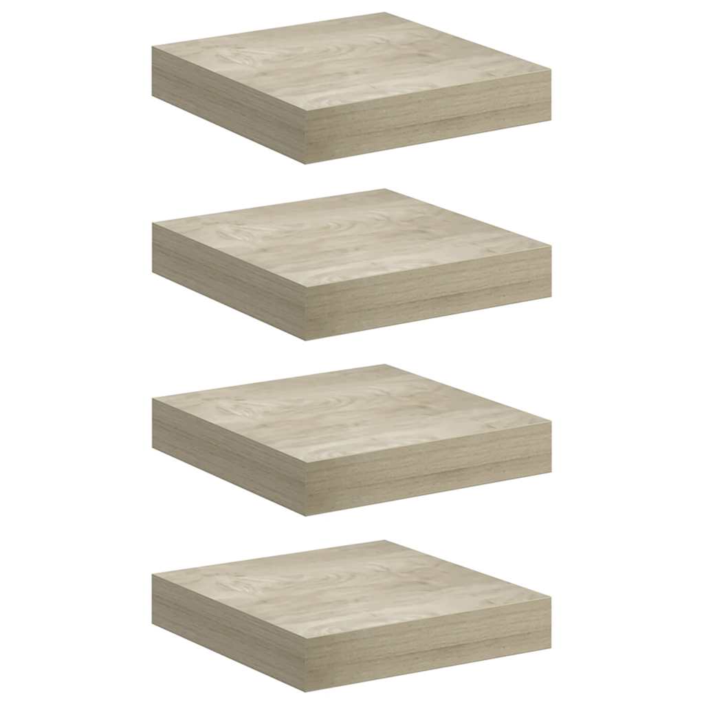 Wandschappen zwevend 4 st 23x23,5x3,8 cm MDF eikenkleurig is nu te koop bij PeponiXL, paradijselijk wonen!