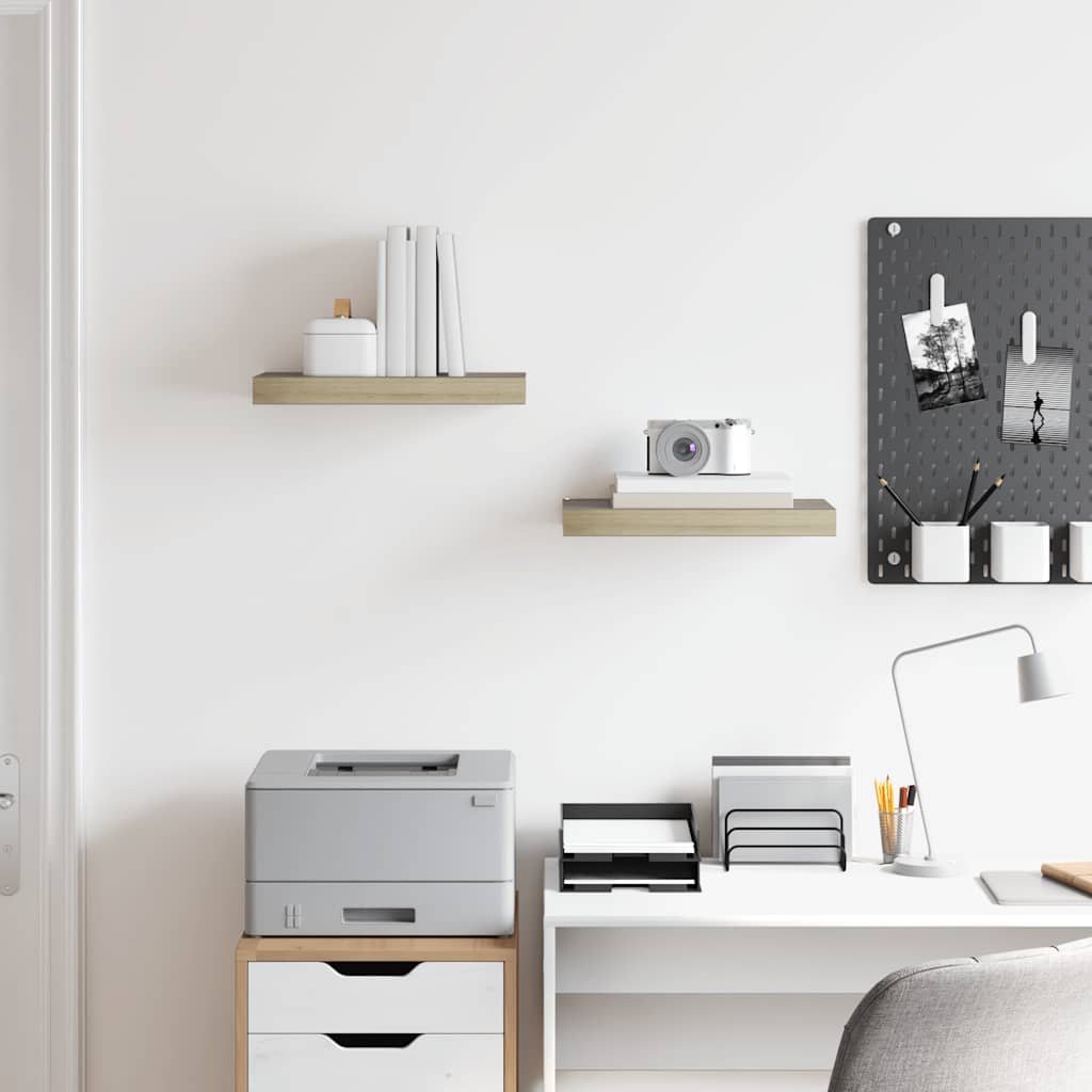 Wandschappen zwevend 2 st 40x23,5x3,8 cm MDF eikenkleurig is nu te koop bij PeponiXL, paradijselijk wonen!