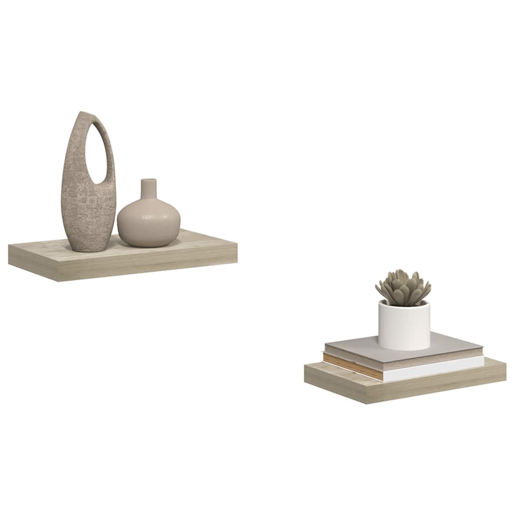 Wandschappen zwevend 2 st 40x23,5x3,8 cm MDF eikenkleurig is nu te koop bij PeponiXL, paradijselijk wonen!