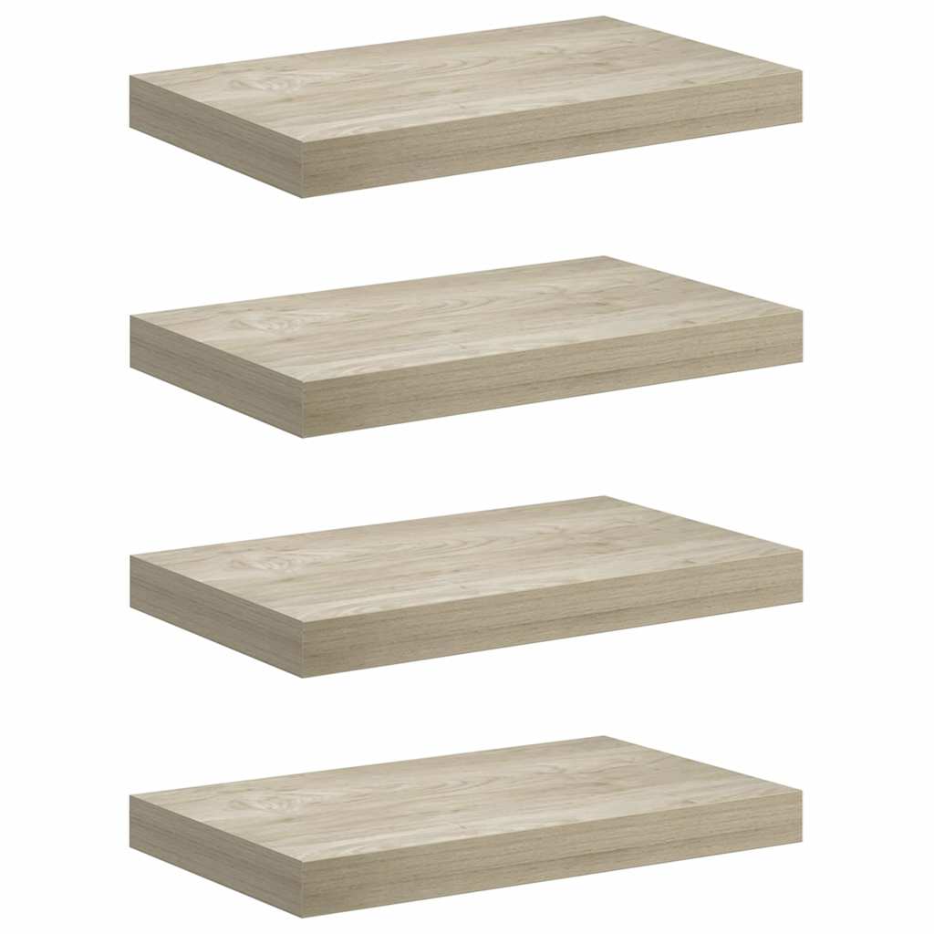 Wandschappen zwevend 4 st 40x23x3,8 cm MDF eikenkleurig is nu te koop bij PeponiXL, paradijselijk wonen!