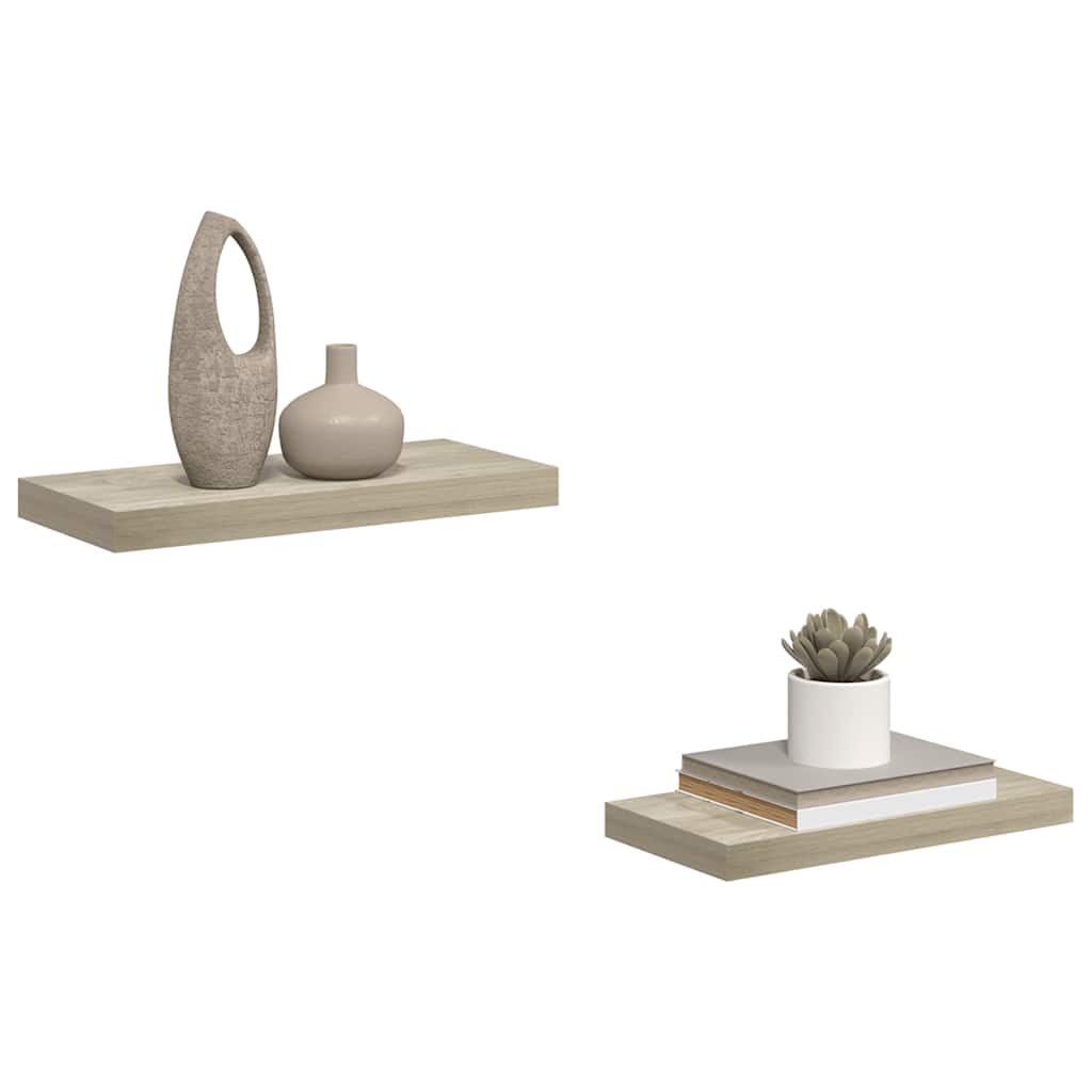 Wandschappen zwevend 2 st 50x23x3,8 cm MDF eikenkleurig is nu te koop bij PeponiXL, paradijselijk wonen!