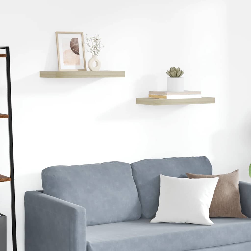 Wandschappen zwevend 2 st 50x23x3,8 cm MDF eikenkleurig is nu te koop bij PeponiXL, paradijselijk wonen!