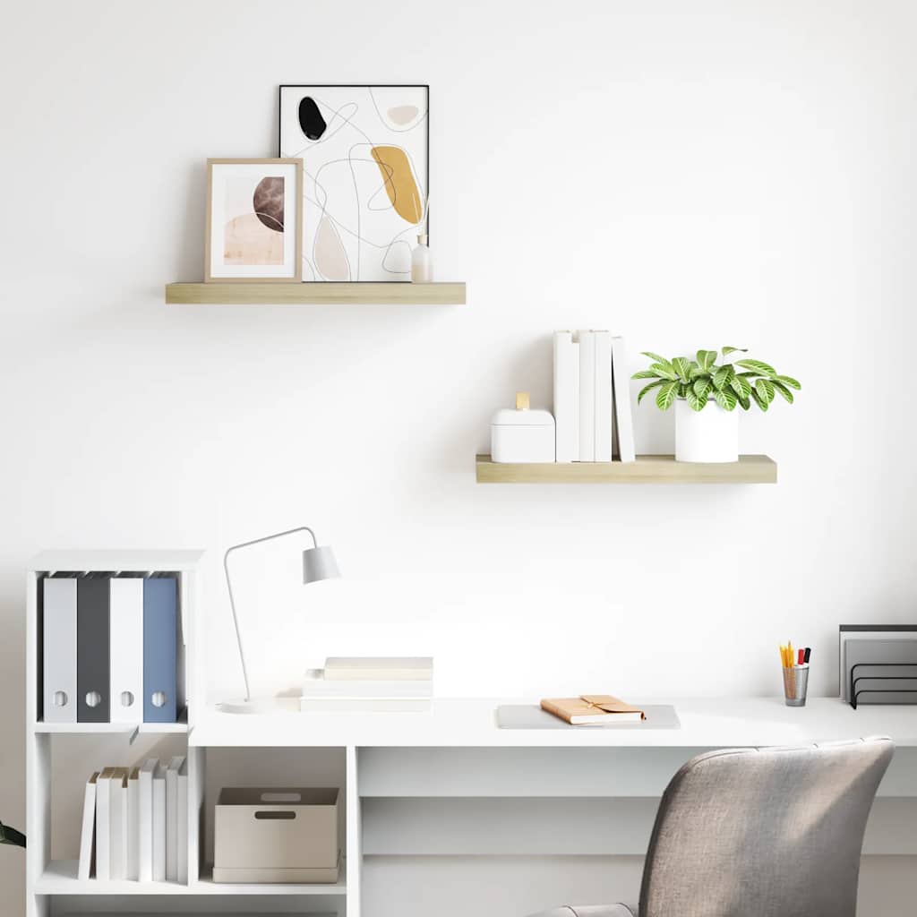 Wandschappen zwevend 2 st 60x23,5x3,8 cm MDF eikenkleurig is nu te koop bij PeponiXL, paradijselijk wonen!