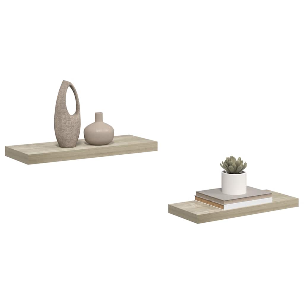 Wandschappen zwevend 2 st 60x23,5x3,8 cm MDF eikenkleurig is nu te koop bij PeponiXL, paradijselijk wonen!
