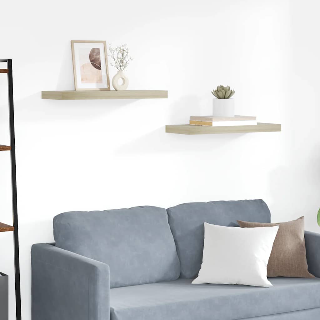 Wandschappen zwevend 2 st 60x23,5x3,8 cm MDF eikenkleurig is nu te koop bij PeponiXL, paradijselijk wonen!