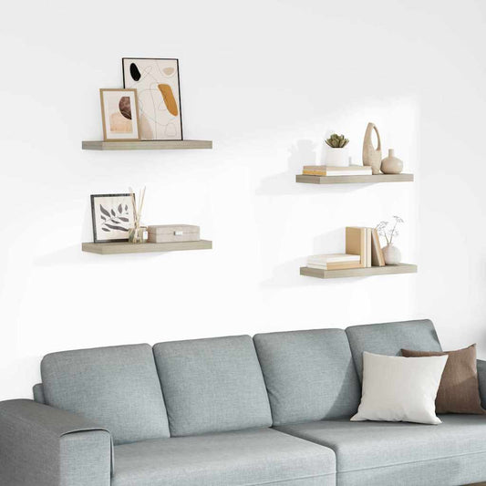 Wandschappen zwevend 4 st 60x23,5x3,8 cm MDF eikenkleurig is nu te koop bij PeponiXL, paradijselijk wonen!