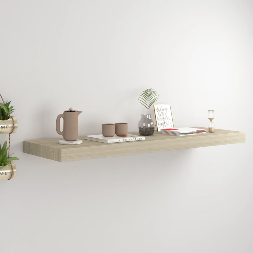 Wandschap zwevend 80x23,5x3,8 cm MDF eikenkleurig is nu te koop bij PeponiXL, paradijselijk wonen!