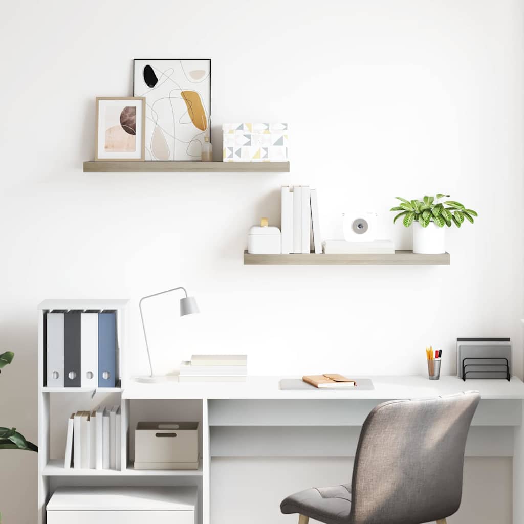 Wandschappen zwevend 2 st 80x23,5x3,8 cm MDF eikenkleurig is nu te koop bij PeponiXL, paradijselijk wonen!