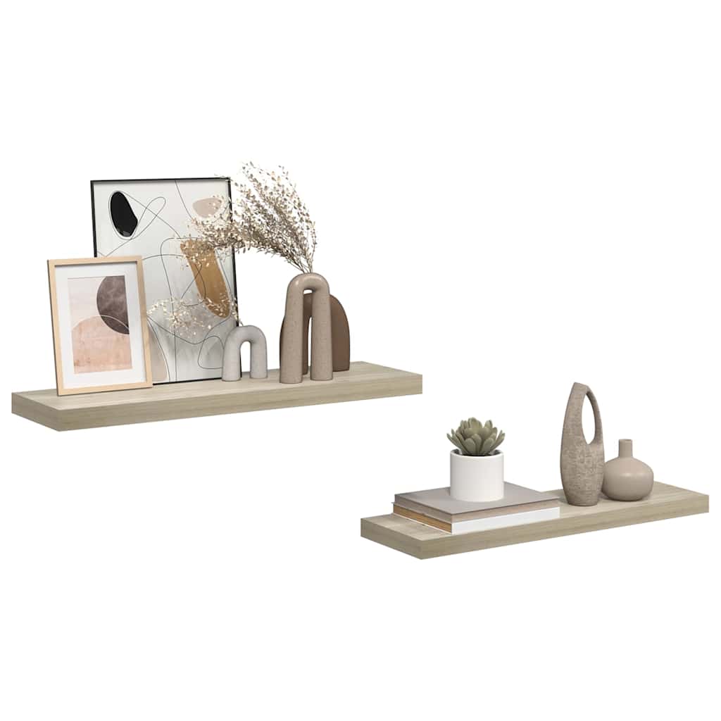 Wandschappen zwevend 2 st 80x23,5x3,8 cm MDF eikenkleurig is nu te koop bij PeponiXL, paradijselijk wonen!
