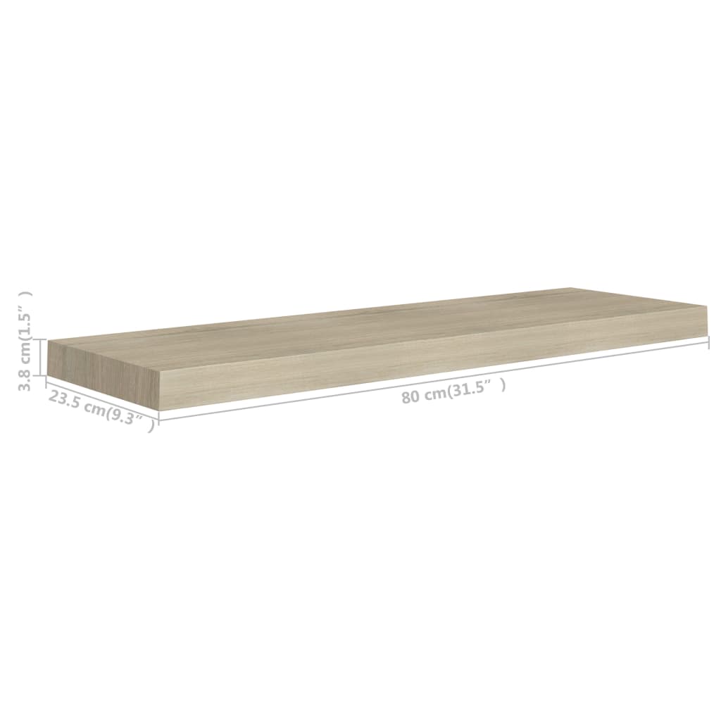 Wandschappen zwevend 2 st 80x23,5x3,8 cm MDF eikenkleurig is nu te koop bij PeponiXL, paradijselijk wonen!