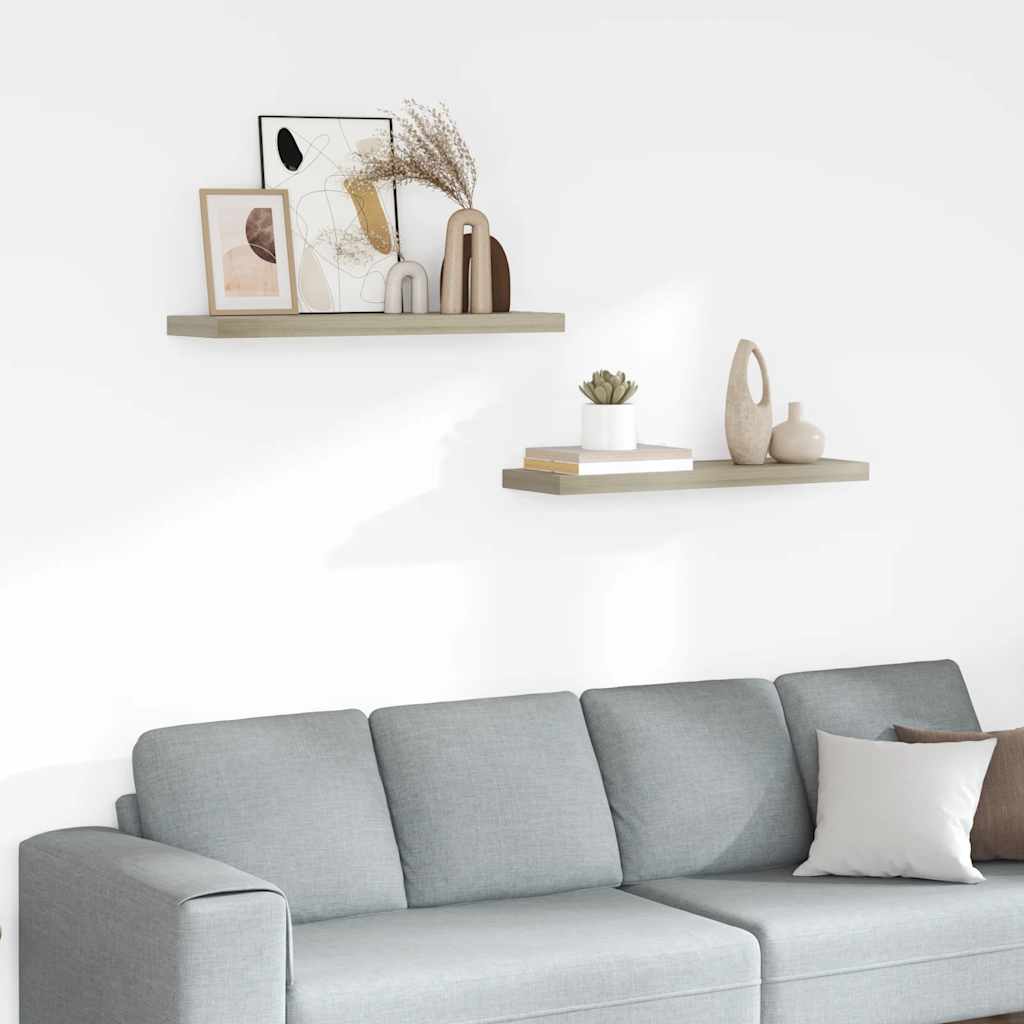 Wandschappen zwevend 2 st 80x23,5x3,8 cm MDF eikenkleurig is nu te koop bij PeponiXL, paradijselijk wonen!