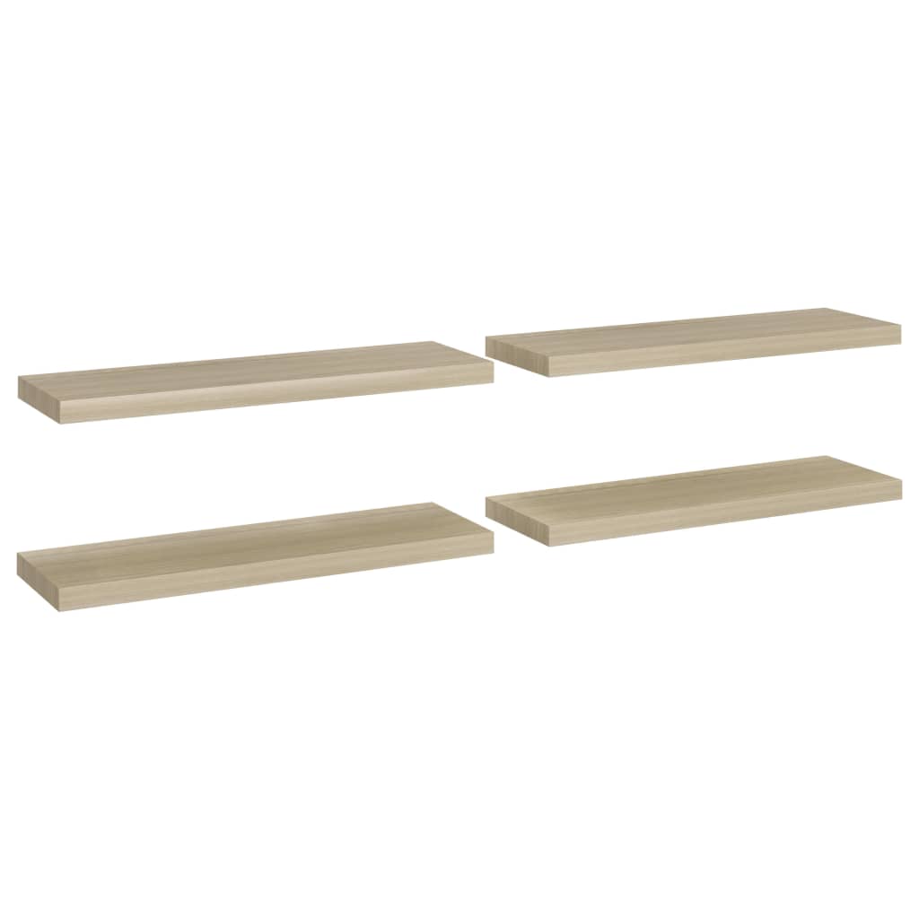 Wandschappen zwevend 4 st 80x23,5x3,8 cm MDF eikenkleurig is nu te koop bij PeponiXL, paradijselijk wonen!