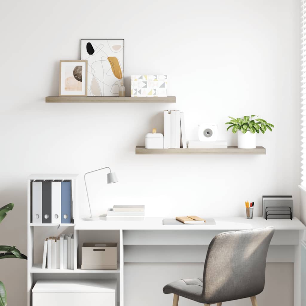 Wandschappen zwevend 2 st 90x23,5x3,8 cm MDF eikenkleurig is nu te koop bij PeponiXL, paradijselijk wonen!
