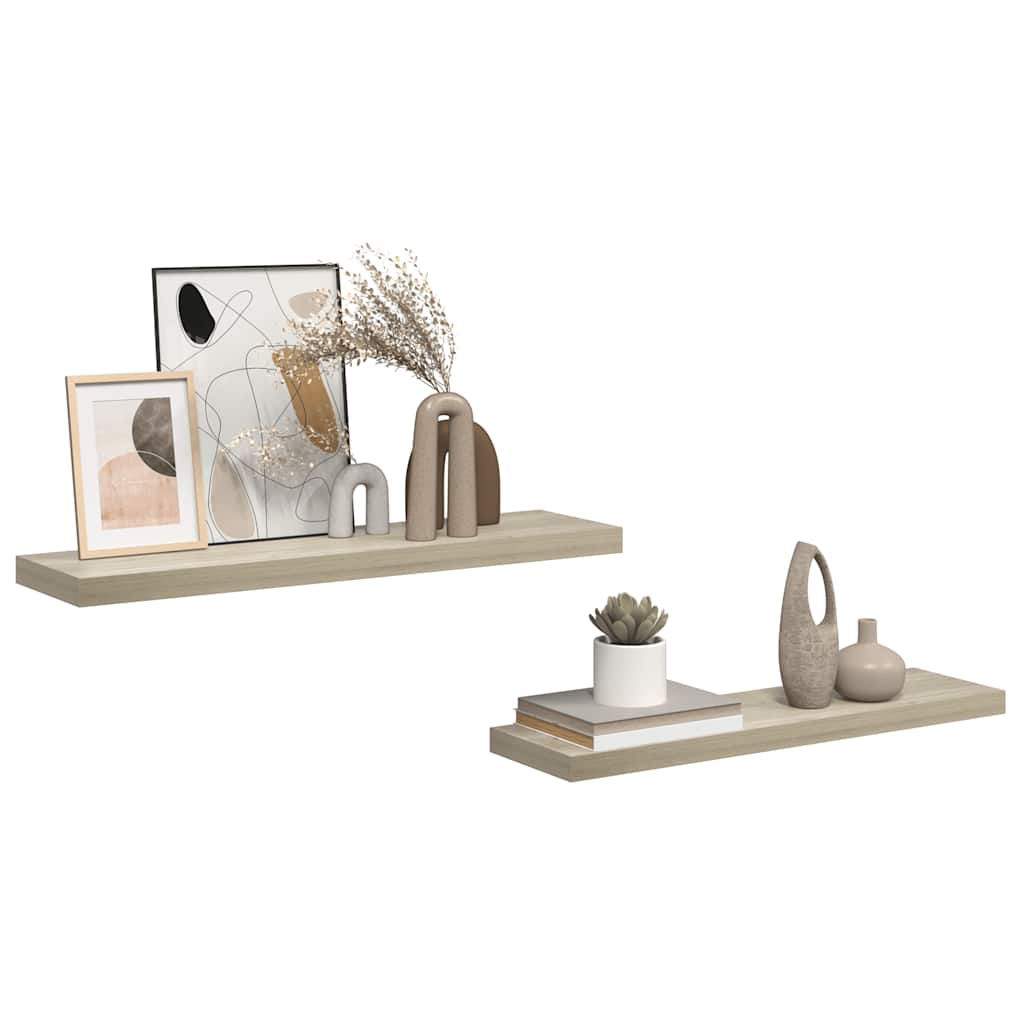 Wandschappen zwevend 2 st 90x23,5x3,8 cm MDF eikenkleurig is nu te koop bij PeponiXL, paradijselijk wonen!