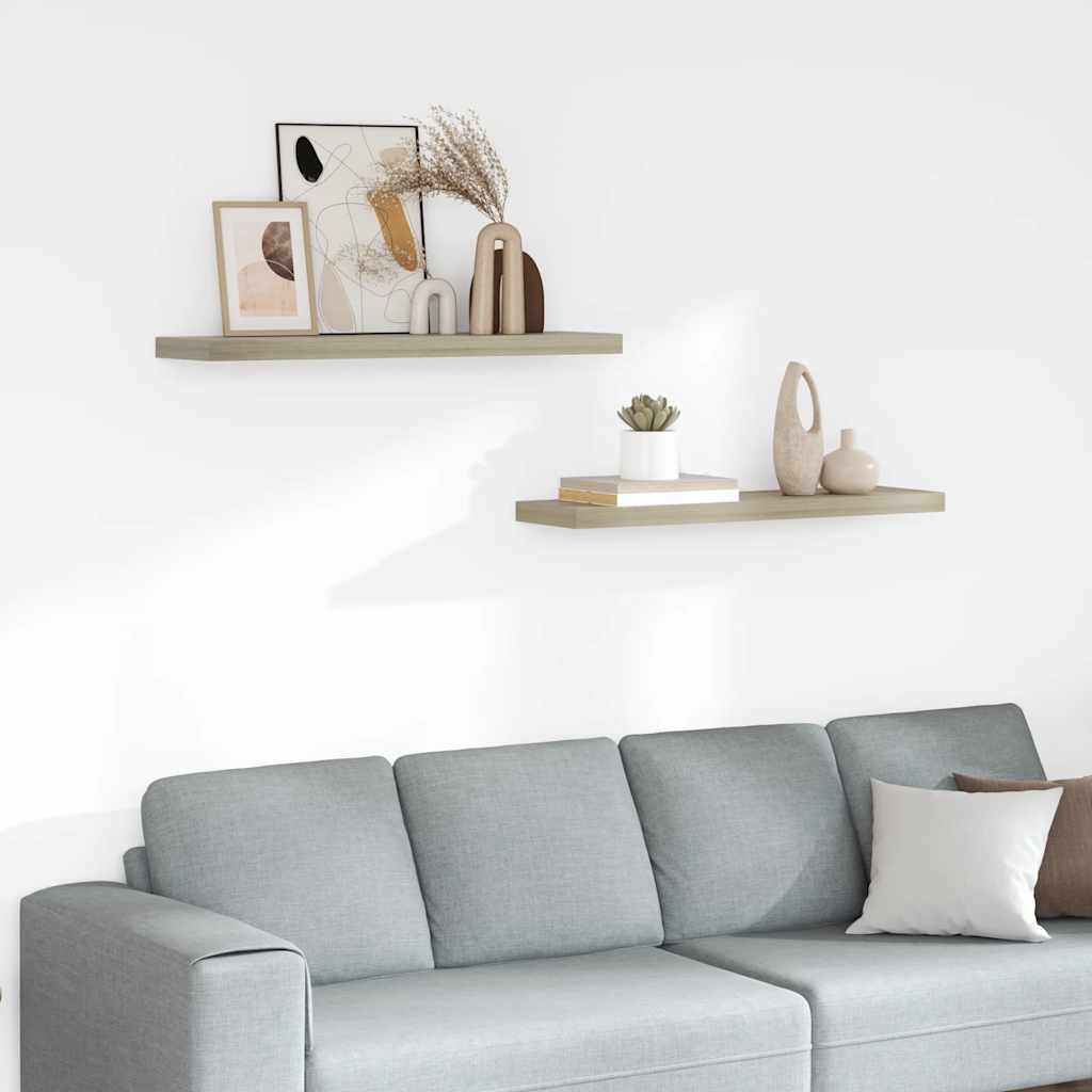 Wandschappen zwevend 2 st 90x23,5x3,8 cm MDF eikenkleurig is nu te koop bij PeponiXL, paradijselijk wonen!