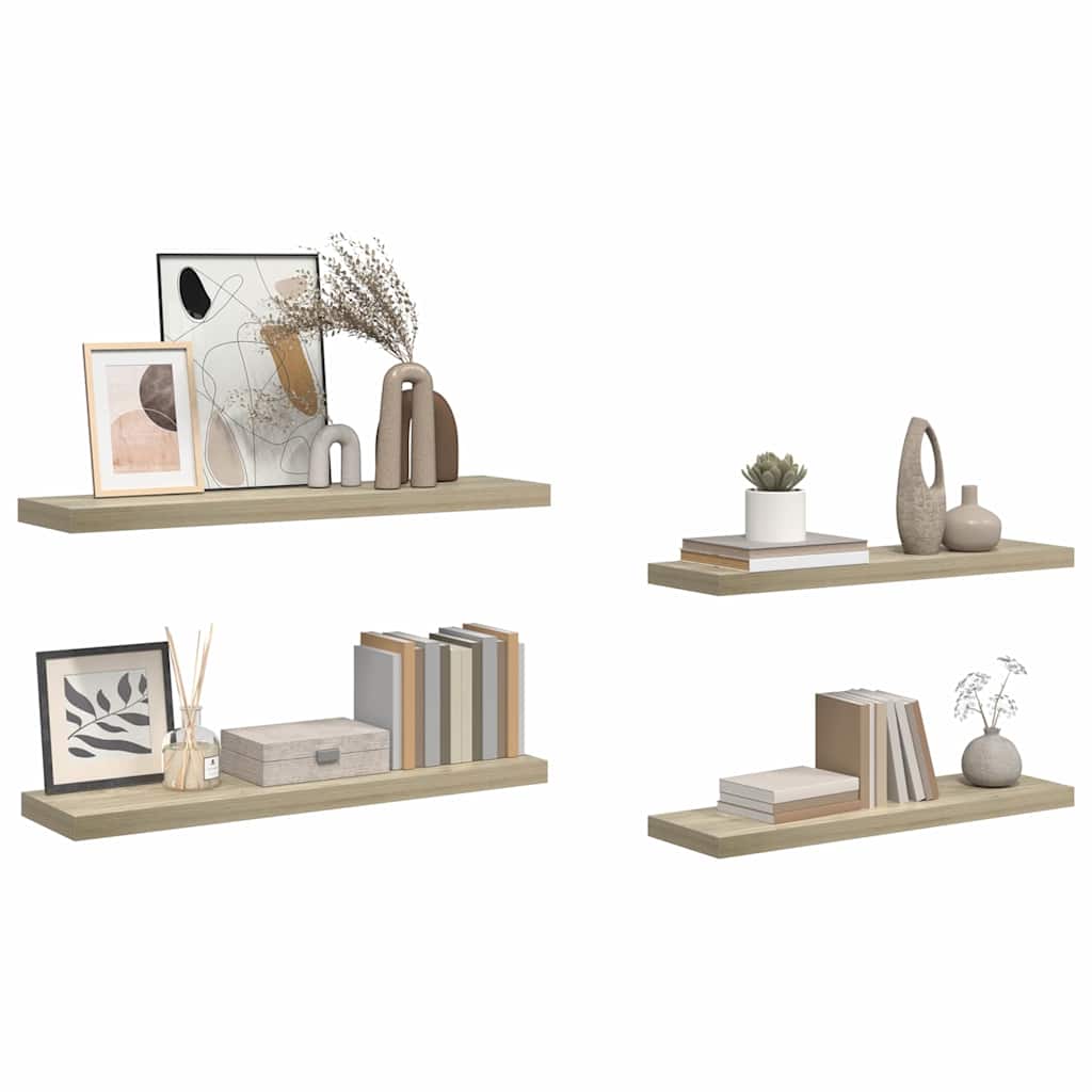 Wandschappen zwevend 4 st 90x23,5x3,8 cm MDF eikenkleurig is nu te koop bij PeponiXL, paradijselijk wonen!