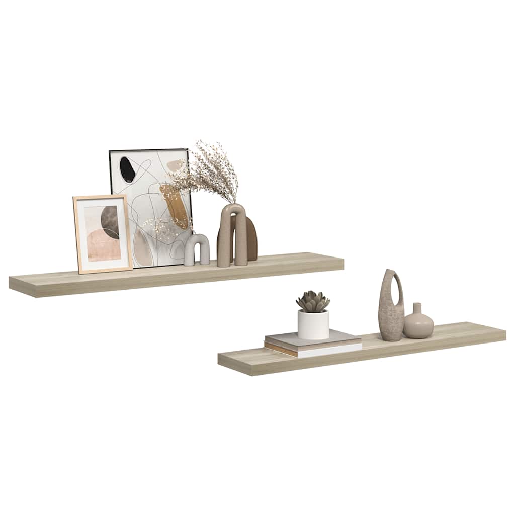 Wandschappen zwevend 2 st 120x23,5x3,8 cm MDF eikenkleurig is nu te koop bij PeponiXL, paradijselijk wonen!