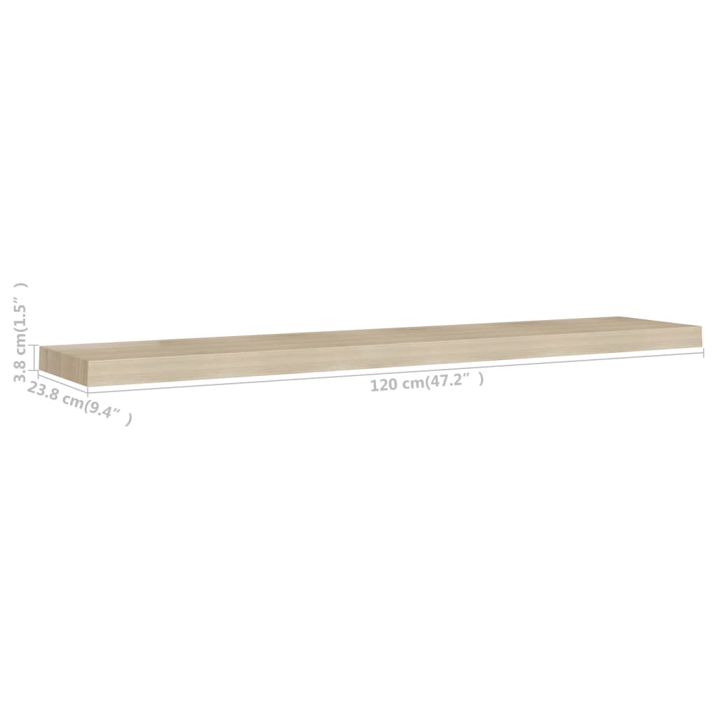 Wandschappen zwevend 2 st 120x23,5x3,8 cm MDF eikenkleurig is nu te koop bij PeponiXL, paradijselijk wonen!