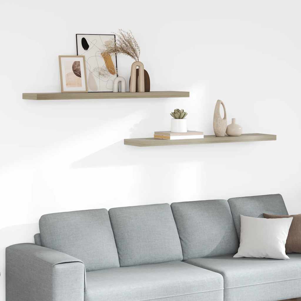 Wandschappen zwevend 2 st 120x23,5x3,8 cm MDF eikenkleurig is nu te koop bij PeponiXL, paradijselijk wonen!