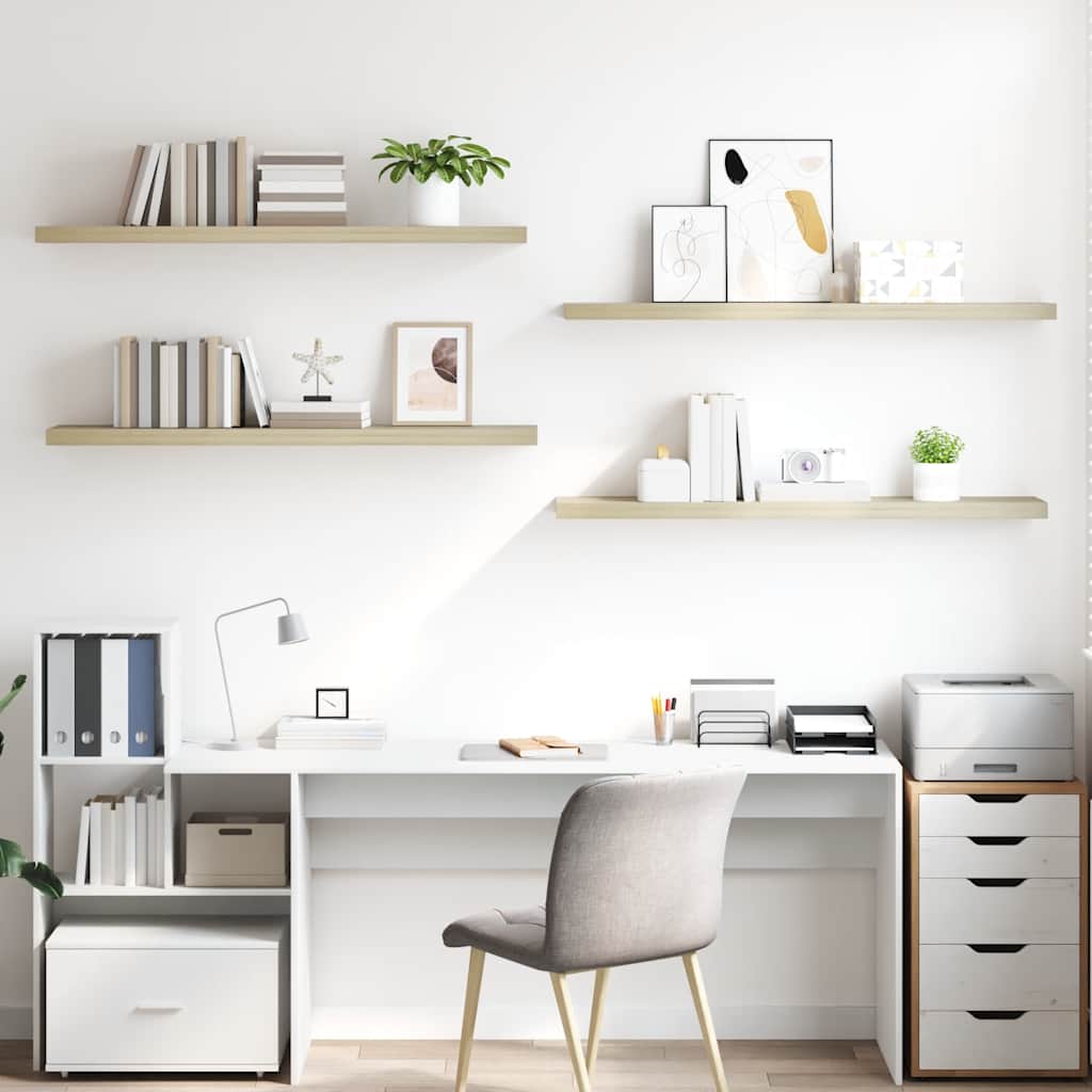 Wandschappen zwevend 4 st 120x23,5x3,8 cm MDF eikenkleurig is nu te koop bij PeponiXL, paradijselijk wonen!