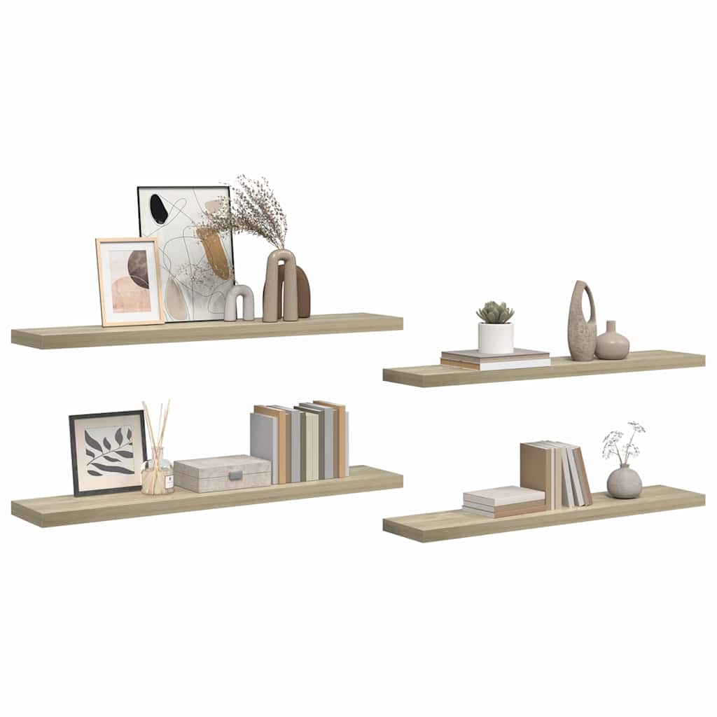 Wandschappen zwevend 4 st 120x23,5x3,8 cm MDF eikenkleurig is nu te koop bij PeponiXL, paradijselijk wonen!