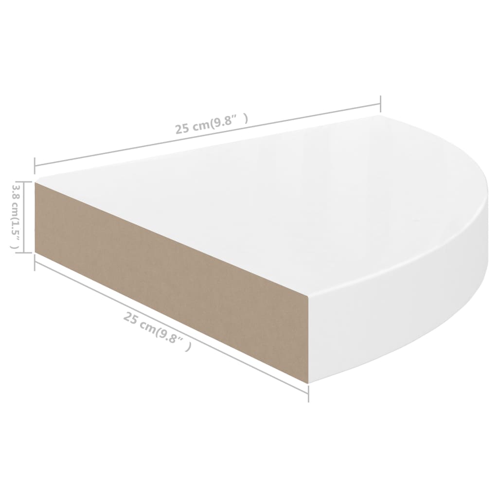 Zwevende hoekplanken 4 st hoogglans wit 25x25x3,8 cm MDF is nu te koop bij PeponiXL, paradijselijk wonen!