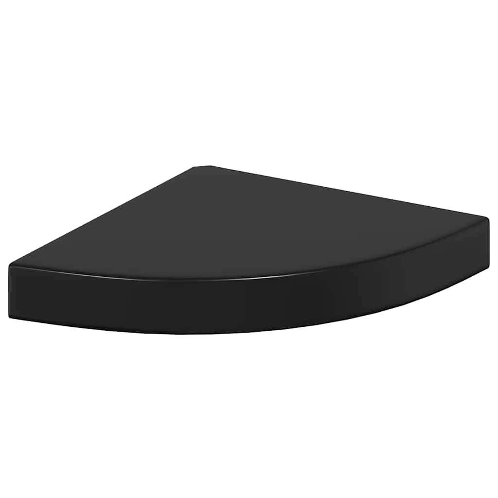 Hoekschappen zwevend 4 st 25x25x3,8 cm MDF hoogglans zwart is nu te koop bij PeponiXL, paradijselijk wonen!