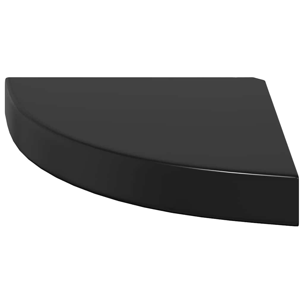 Hoekschappen zwevend 4 st 25x25x3,8 cm MDF hoogglans zwart is nu te koop bij PeponiXL, paradijselijk wonen!