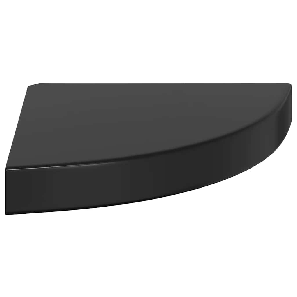 Hoekschappen zwevend 4 st 25x25x3,8 cm MDF hoogglans zwart is nu te koop bij PeponiXL, paradijselijk wonen!