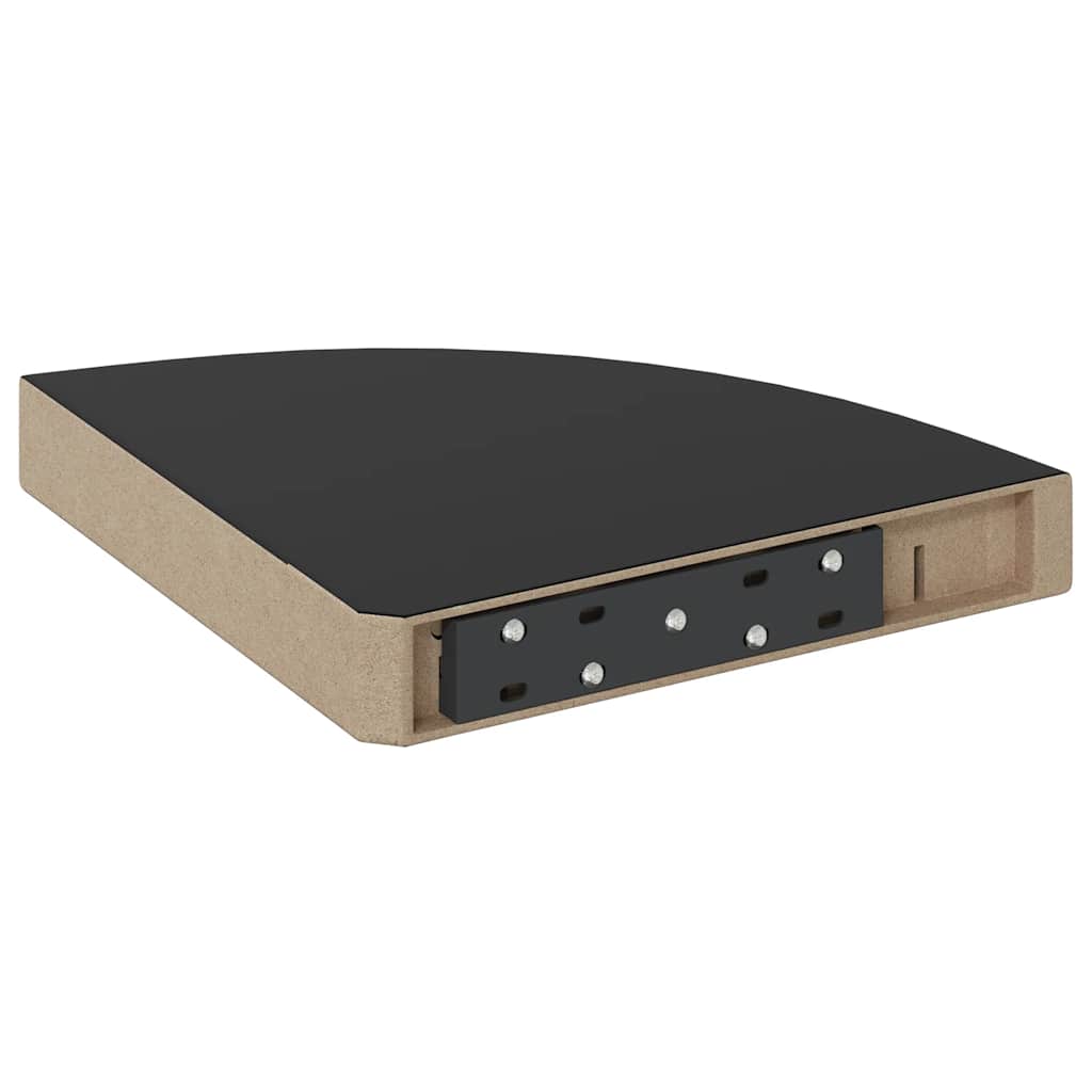 Hoekschappen zwevend 4 st 25x25x3,8 cm MDF hoogglans zwart is nu te koop bij PeponiXL, paradijselijk wonen!