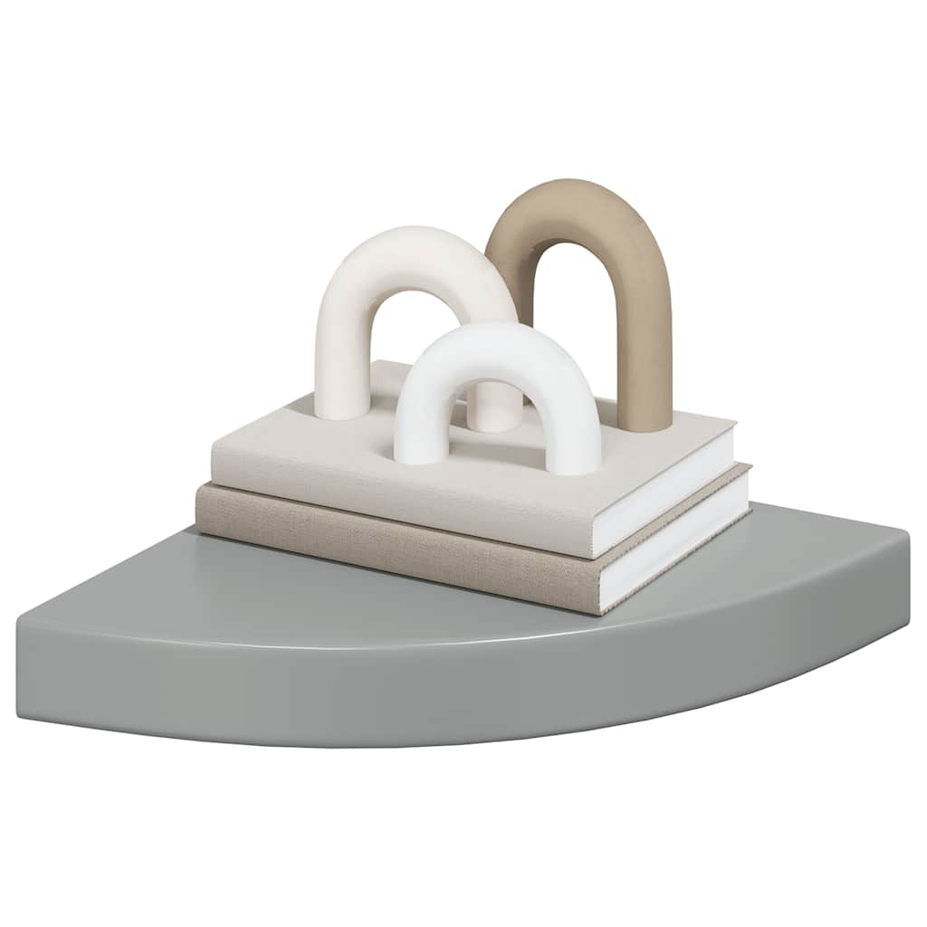 Hoekschap zwevend 25x25x3,8 cm MDF hoogglans grijs is nu te koop bij PeponiXL, paradijselijk wonen!