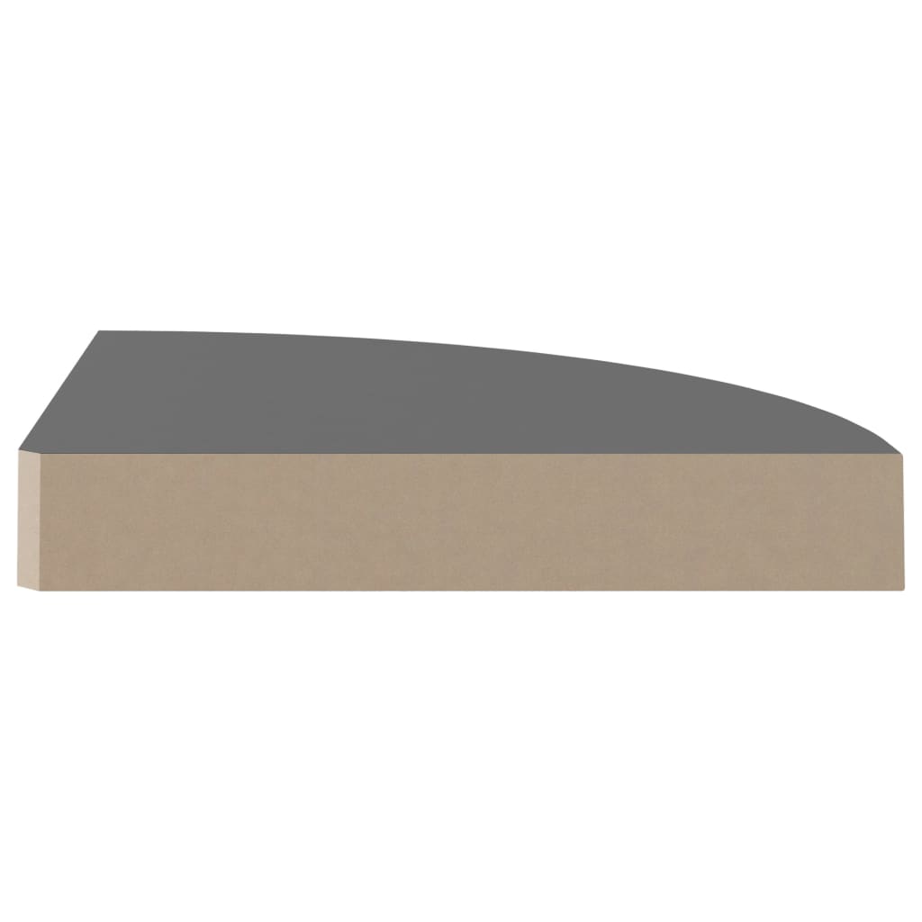 Hoekschappen zwevend 2 st 25x25x3,8 cm MDF hoogglans grijs is nu te koop bij PeponiXL, paradijselijk wonen!
