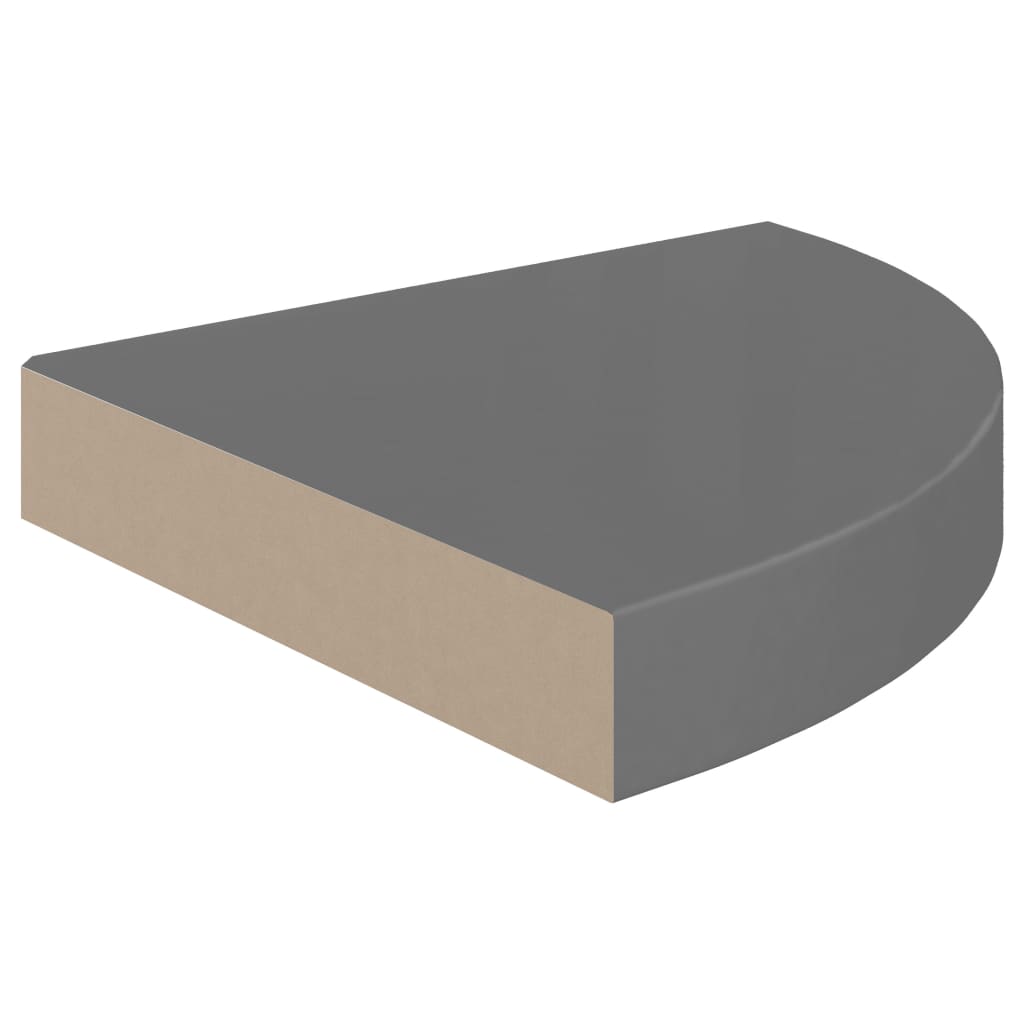 Hoekschappen zwevend 4 st 25x25x3,8 cm MDF hoogglans grijs is nu te koop bij PeponiXL, paradijselijk wonen!