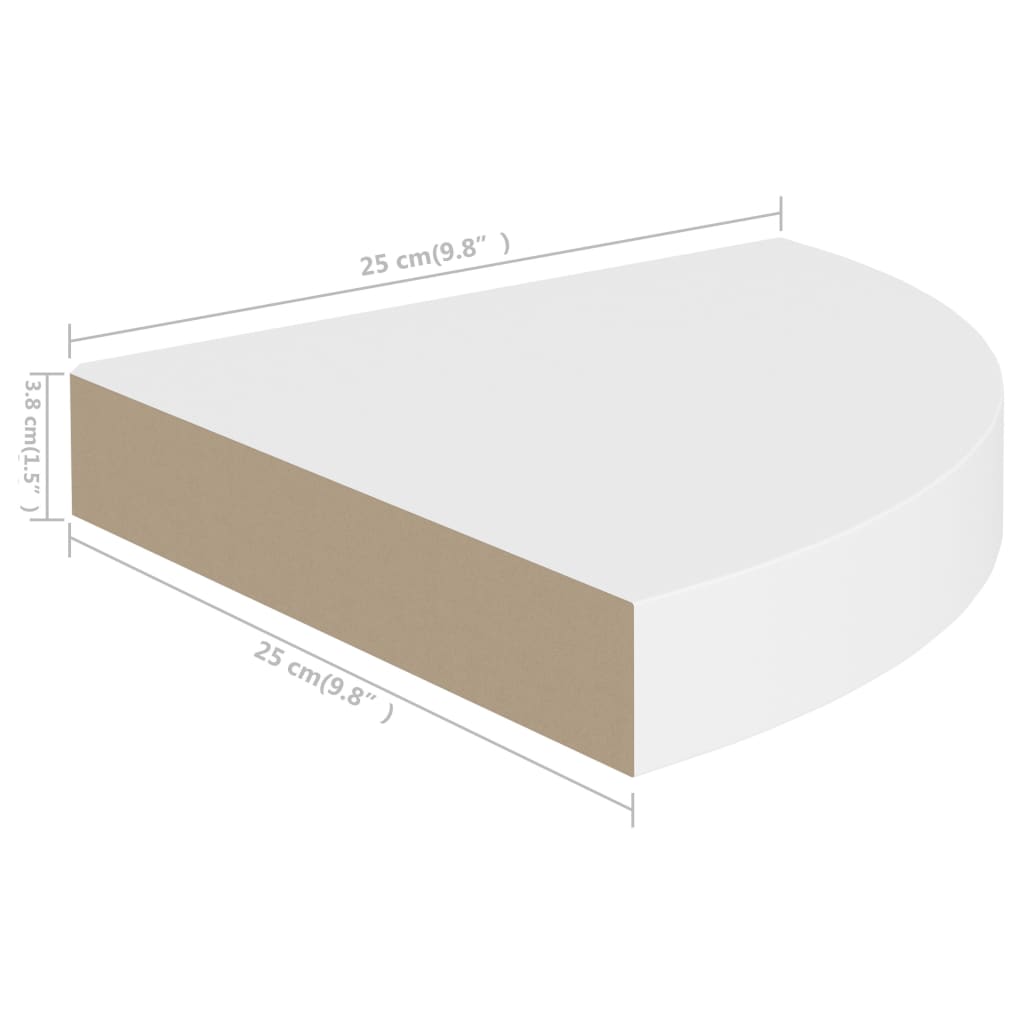 Hoekschappen zwevend 2 st 25x25x3,8 cm MDF wit is nu te koop bij PeponiXL, paradijselijk wonen!