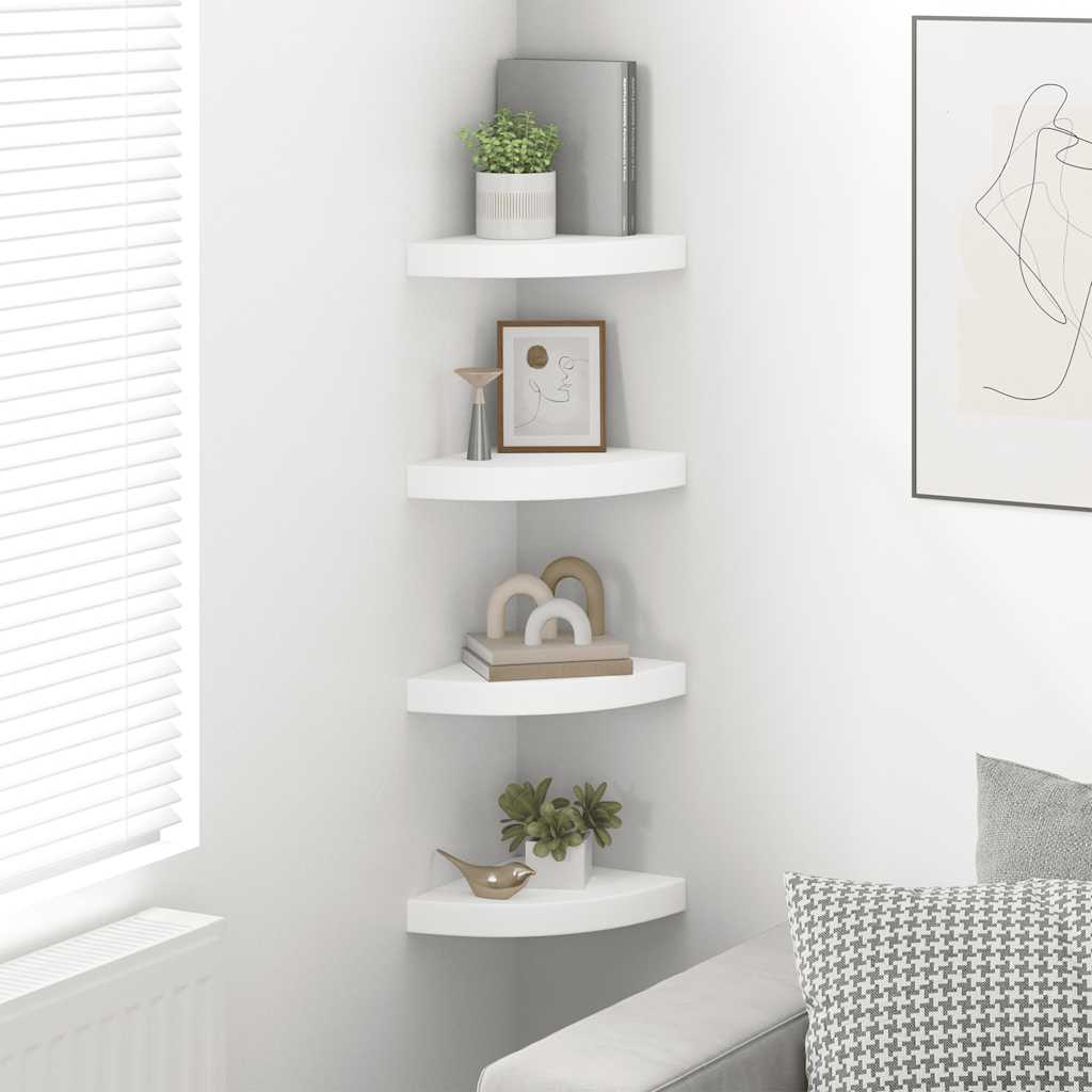 Hoekschappen zwevend 4 st 25x25x3,8 cm MDF wit is nu te koop bij PeponiXL, paradijselijk wonen!