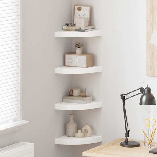 Hoekschappen zwevend 4 st 25x25x3,8 cm MDF wit is nu te koop bij PeponiXL, paradijselijk wonen!