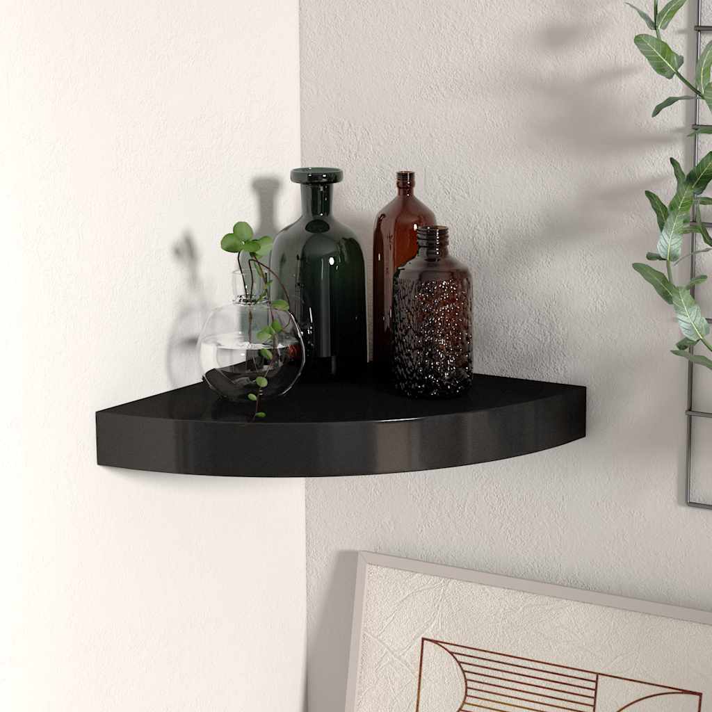 Hoekschap zwevend 25x25x3,8 cm MDF zwart is nu te koop bij PeponiXL, paradijselijk wonen!