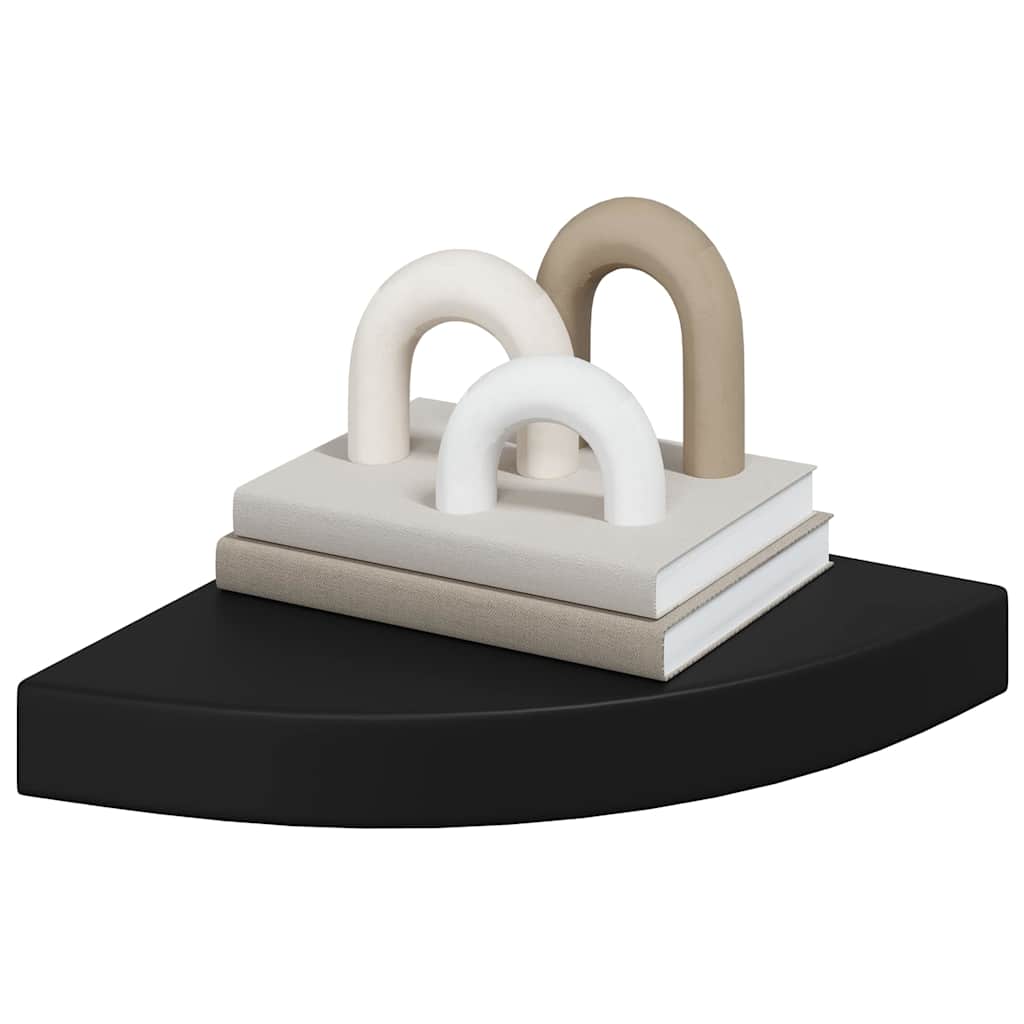 Hoekschappen zwevend 2 st 25x25x3,8 cm MDF zwart is nu te koop bij PeponiXL, paradijselijk wonen!