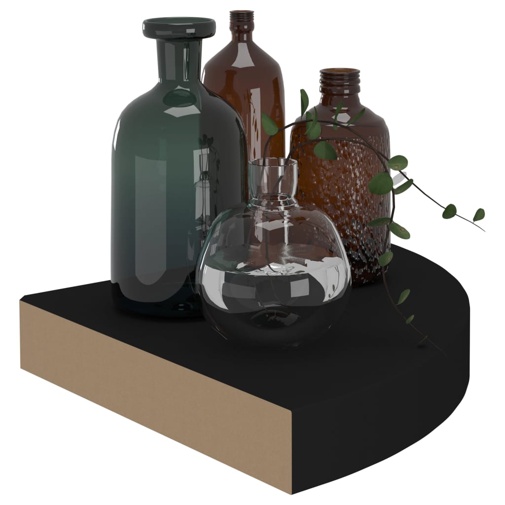 Hoekschappen zwevend 2 st 25x25x3,8 cm MDF zwart is nu te koop bij PeponiXL, paradijselijk wonen!
