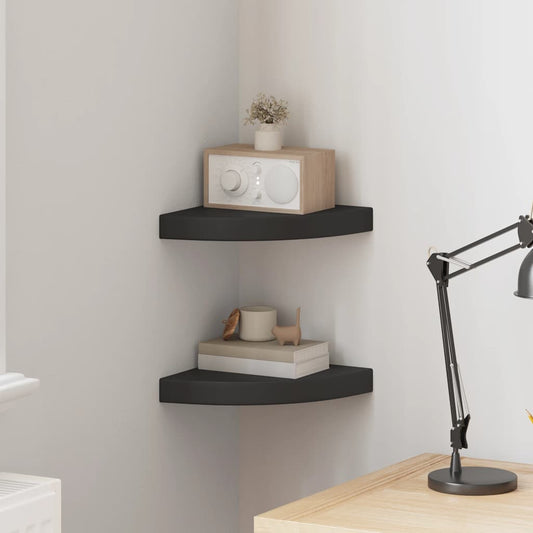 Hoekschappen zwevend 2 st 25x25x3,8 cm MDF zwart is nu te koop bij PeponiXL, paradijselijk wonen!