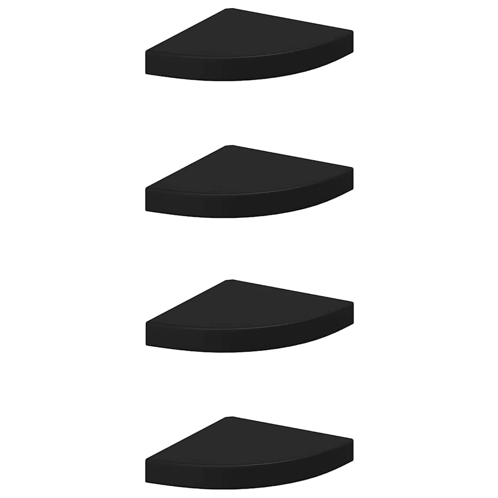 Hoekschappen zwevend 4 st 25x25x3,8 cm MDF zwart is nu te koop bij PeponiXL, paradijselijk wonen!