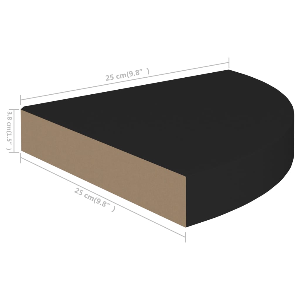 Hoekschappen zwevend 4 st 25x25x3,8 cm MDF zwart is nu te koop bij PeponiXL, paradijselijk wonen!